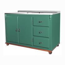 Balcão para Pia de Cozinha Antique 120 cm de Madeira com 2 Portas e 3 Gavetas - 610