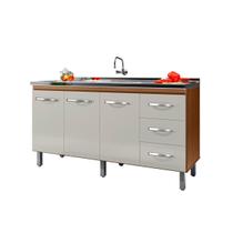 Balcão Para Pia De Cozinha Emily Com 3 Portas e 3 Gavetas Cor Off White Moblis Balcão Para Pia De Cozinha Emily Com 3 Portas e 3 Gavetas Cor Off White Moblis