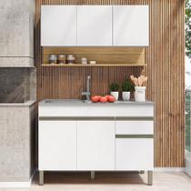 Balcão Para Pia E Armário Aéreo 120 Cm Line Supremo Freijo