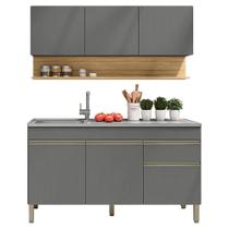 Balcao Para Pia E Armario Aereo 150 Cm Line Gris Cp Freijo Ktp Balcao Para Pia E Armario Aereo 150 Cm Line Gris Cp Freijo Ktp