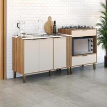 Balcão para Pia e Cooktop 200 cm Nogal Manchester/Off White - Karen