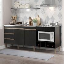 Balcão Para Pia E Cooktop Forno E Adega Mdp 2035 Menu Móveis Preto Balcão Para Pia E Cooktop Forno E Adega Mdp 2035 Menu Móveis Preto