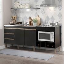 Balcão para Pia e Cooktop Forno e Adega MDP Preto 2035 MENU