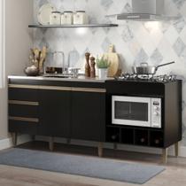 Balcão para Pia e Cooktop Forno e Adega MDP Preto 2035 MENU Balcão para Pia e Cooktop Forno e Adega MDP Preto 2035 MENU