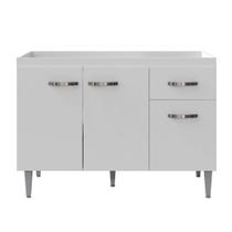 Balcão Para Pia Gabriela 120 cm 3 Portas Branco Flex AJL Balcão Para Pia Gabriela 120 cm 3 Portas Branco Flex AJL