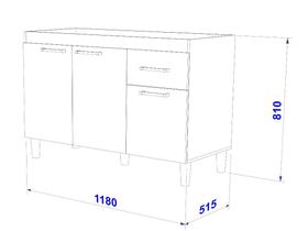 Balcão para Pia Indekes Pop 1,20m 3 Portas 1 Gaveta Noce/Salinas - 6115491