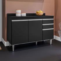 Balcão para Pia Melissa 120cm Com Tampo Cozinha Cor:Preto