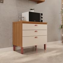 Balcão Pequeno Cozinha Positano New 100 MDF 3 Gavetas