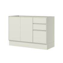 Balcão Pia 03 Portas 02 Gavetas 120cm Fineze C656 Areia HP - Henn