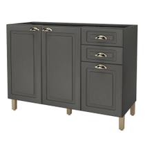 Balcão Pia 120cm 3 Portas 2 Gavetas Indekes Firenze Cinza