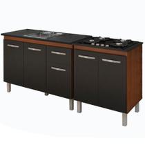 Balcao Pia 120cm E Cooktop 4 Bocas Mobbs Savana Preto