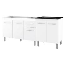 Balcao Pia 120cm e Cooktop 5 Bocas Branco Mobbs