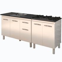 Balcao Pia 120cm e Cooktop 5 Bocas Branco Mobbs