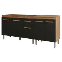 Balcao Pia 120cm e Multiuso 2 Portas 70cm Savana Preto Mobbs Balcao Pia 120cm e Multiuso 2 Portas 70cm Savana Preto Mobbs