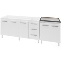 Balcao Pia 160cm E Cooktop 5 Bocas Branco Mobbs Branco