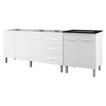 Balcao Pia 160cm e Cooktop 5 Bocas Branco Mobbs