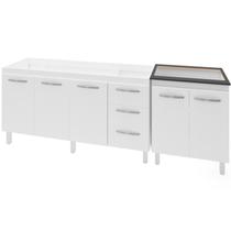 Balcao Pia 160cm e Cooktop 5 Bocas Branco Mobbs