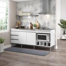 Balcão Pia 182,5cm 3 Gavetas Cooktop Forno Mdp Menu Móveis Branco Balcão Pia 182,5cm 3 Gavetas Cooktop Forno Mdp Menu Móveis Branco