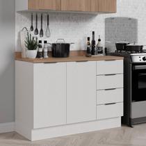 Balcão Pia 2 Portas 4 Gavetas com Tampo e Rodapé Ipanema CabeCasa MadeiraOriginals