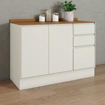 Balcão Pia com Tampo 120cm 3 Portas 2 Gavetas MDF Fineze Bege/Areia/Cinamomo