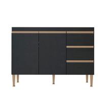 Balcão Pia Cozinha Modulada Sabrina 120x52cm Mdp Menu Móveis Preto