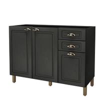 Balcão Pia Firenze - MDP 3 Portas 2 Gavetas 120cm Sem Tampo Chumbo - Indekes