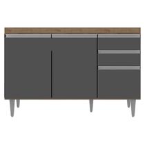 Balcao Pia Gabinete Cozinha 120cm Sem Tampo 3 Portas 2 Gavetas Branco