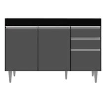 Balcao Pia Gabinete Cozinha 120cm Sem Tampo 3 Portas 2 Gavetas Branco