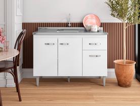 Balcão Pia Gabriela AJL 120cm 3 Portas 1 Gaveta COR:Branco Balcão Pia Gabriela AJL 120cm 3 Portas 1 Gaveta COR:Branco