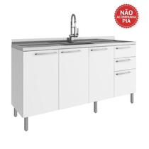 Balcão Pia P/Cozinha 160cm 3 Portas 3 Gaveta Branco Balcão Pia P/Cozinha 160cm 3 Portas 3 Gaveta Branco
