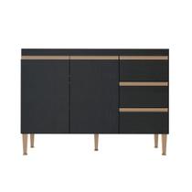 Balcão Pia para Cozinha Modulada Sabrina 120x52Cm MDP Preto 0449 MENU