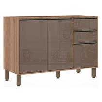 Balcão Pia Sem Tampo 120cm 3 Gavetas Mel Vanill e Gra