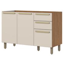 Balcao Pia Sem Tampo 3 Portas 120 cm Requinte C640 Nature Areia Henn Balcao Pia Sem Tampo 3 Portas 120 cm Requinte C640 Nature Areia Henn