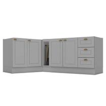 Balcão Porta Toalha Com Canto Reto E Balcão Com 1 Porta E Balcão Para Pia Americana Cinza - Henn