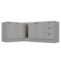 Balcão Porta Toalha com Canto Reto e Balcão com 1 Porta e Balcão para Pia Americana Cinza - Henn