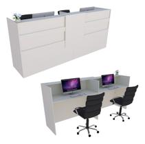 Balcão Recepção 243cm Branco - Linha Premium - Modelo 1.1