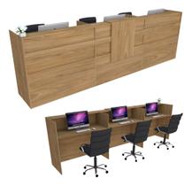 Balcão Recepção 336cm Freijó Syncro - Linha Premium - 1.1 Balcão Recepção 336cm Freijó Syncro - Linha Premium - 1.1