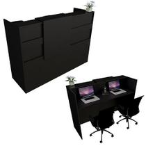 Balcão Recepção Caixa 109cm Preto Alto Padrão 100%Mdf 1.1