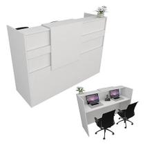 Balcão Recepção Caixa 118cm Branco Alto Padrão 100% Mdf Modelo 1.1 - Marcenaria Online