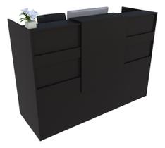 Balcão Recepção Caixa 119cm Preto - Linha Premium - Modelo 1.1