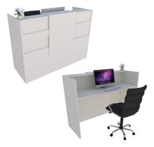 Balcão Recepção Caixa 124cm Branco - Linha Premium - Mod 1.1
