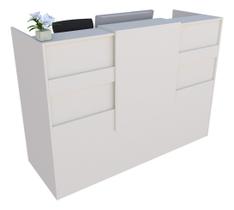 Balcão Recepção Caixa 124cm Branco - Linha Premium - Mod 1.1