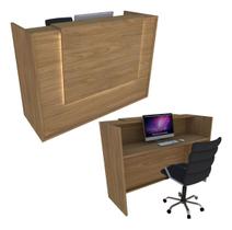 Balcão Recepção Caixa 124cm Freijó Syncro - LINHA BLACK -2.1