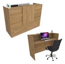Balcão Recepção Caixa 124cm Freijó Syncro - Premium Mod 1.1