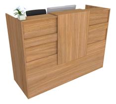 Balcão Recepção Caixa 124cm Louro Freijó - Linha Premium - Modelo 1.1