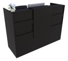 Balcão Recepção Caixa 124cm Preto - Linha Premium - Mod 1.1