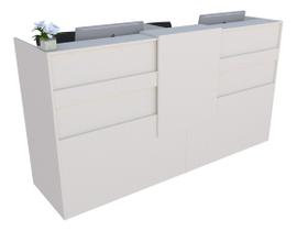 Balcão Recepção Caixa 182cm Off White Linha Premium 1.1