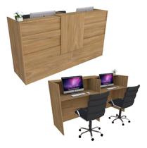 Balcão Recepção Caixa 196cm Freijó Syncro - Premium Mod 1.1