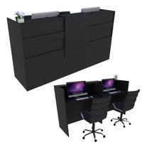 Balcão Recepção Caixa 198cm Preto - Linha Premium - Mod 1.1