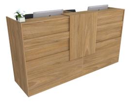 Balcão Recepção Caixa 201cm Freijó Syncro - Linha Premium - Modelo 1.1